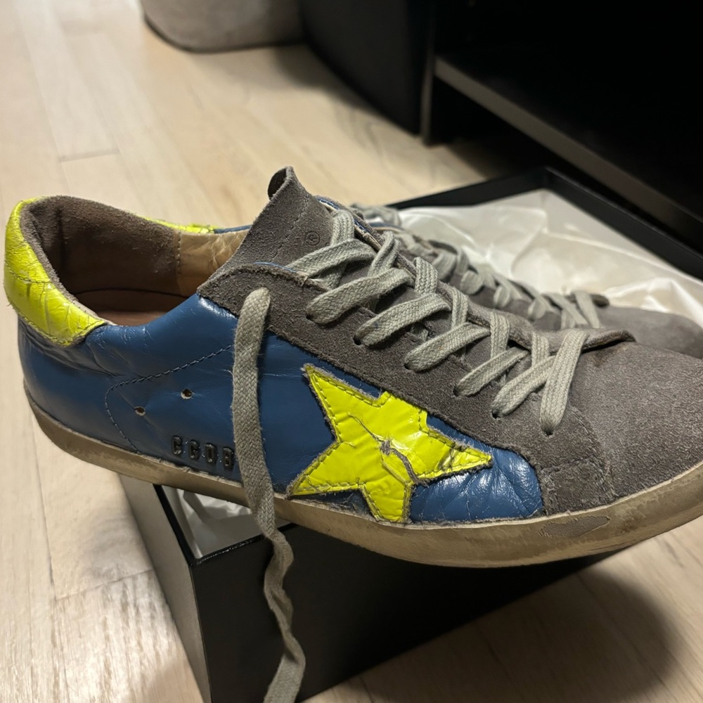 Golden goose blue and yellow sneaker